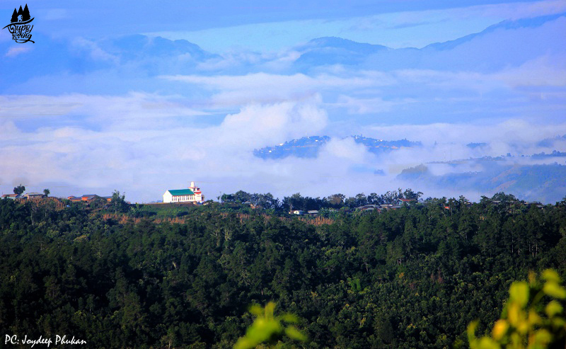 Distant Church from Pungro Guest House in Kiphire Nagaland.