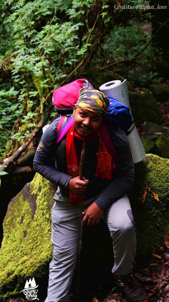 Joydeep The Gypsy Chiring resting during Dzukou Valley Trek
