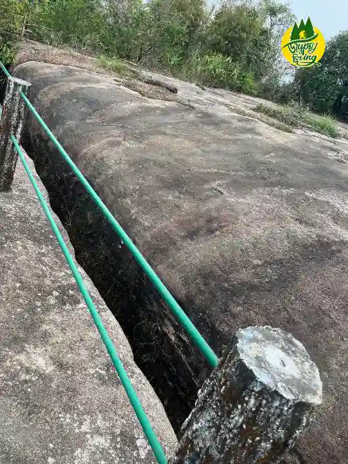 A rock with a split in it due to an earthquake in mawlyngbna