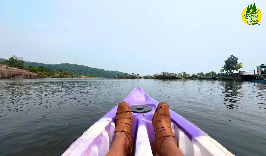 The Gypsy Chiring in a Kayak on Umkhakoi lake in Meghalaya