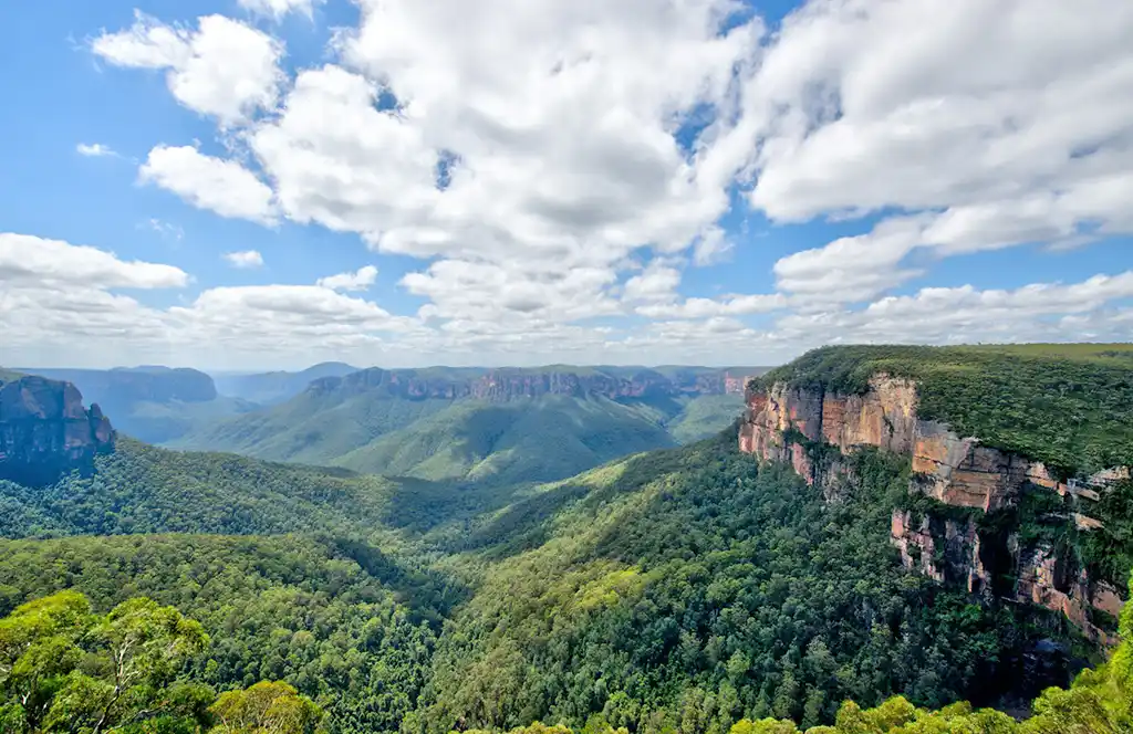 View of the beautiful Blue Mountains National Park NSW Australia