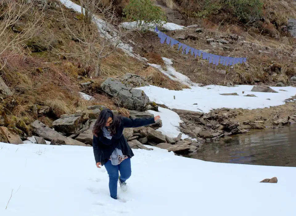 Riyanka Walking on Snow during her 4 Days Sikkim Trip near Tsongmo (Changu Lake)