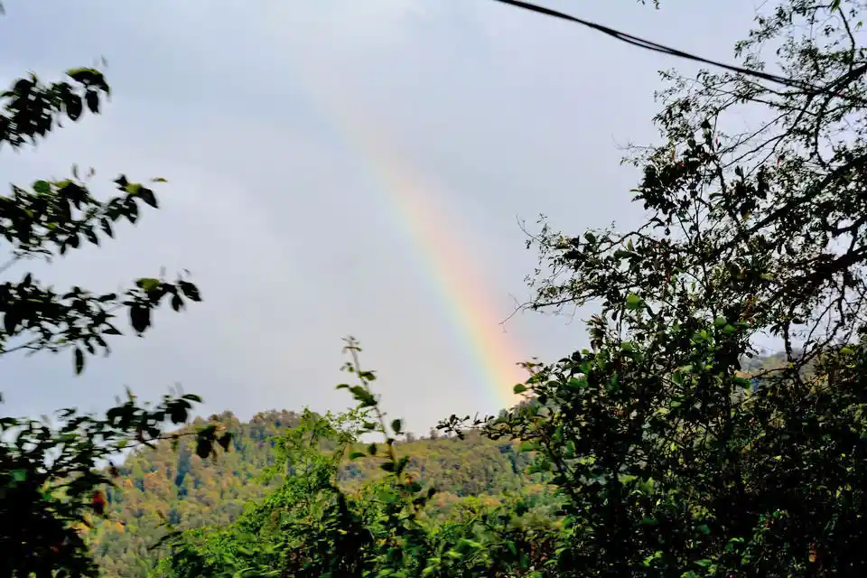 The rainbow on Riyanka's in Sikkim Trip on her way back