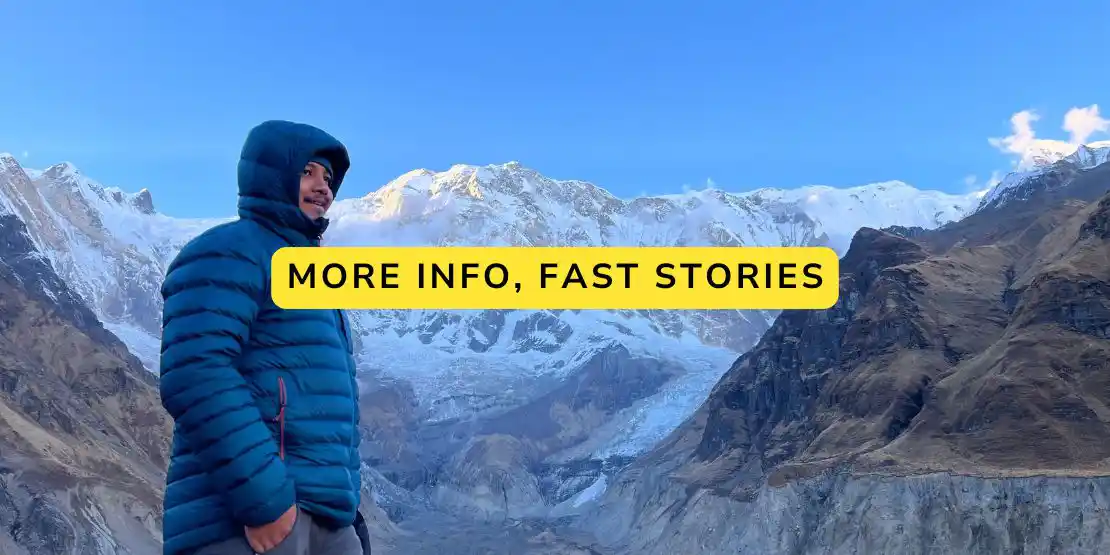 The Gypsy Chiring Web Stories Photo - Joydeep standing in front of Annapurna Peak in Nepal