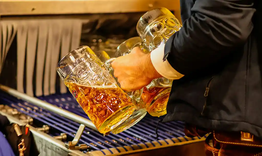Drinking Protocols during Oktoberfest beer tents, beer mug