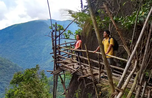 Joydeep The Gypsy Chiring standing at the Mawryngkhang Bamboo trail trek in Wahkhen Meghalaya