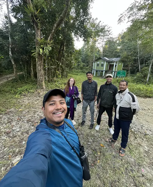 Joydeep The Gypsy Chiring with Anesce Dremen from United States at Dehing Patkai National Park Assam