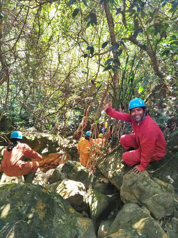 The rugged trail full of stones to the Krem mawmluh cave in Cherrapunji meghalaya