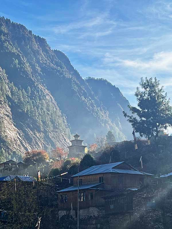 Early morning in Manaslu Circuit trek in Nepal